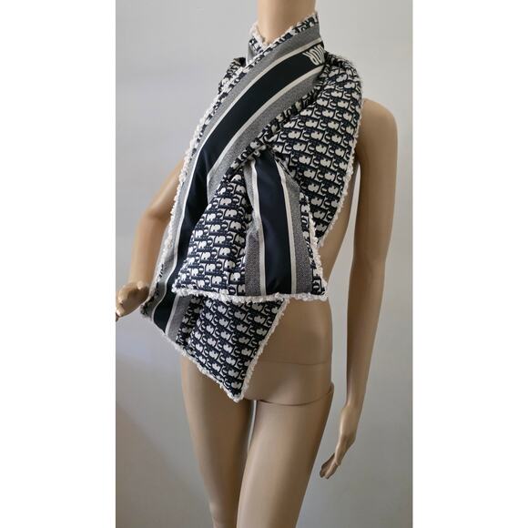 Christian Dior Blue Multicolor Oblique Diorissimo Logo Oversized Scarf - Picture 6 of 10